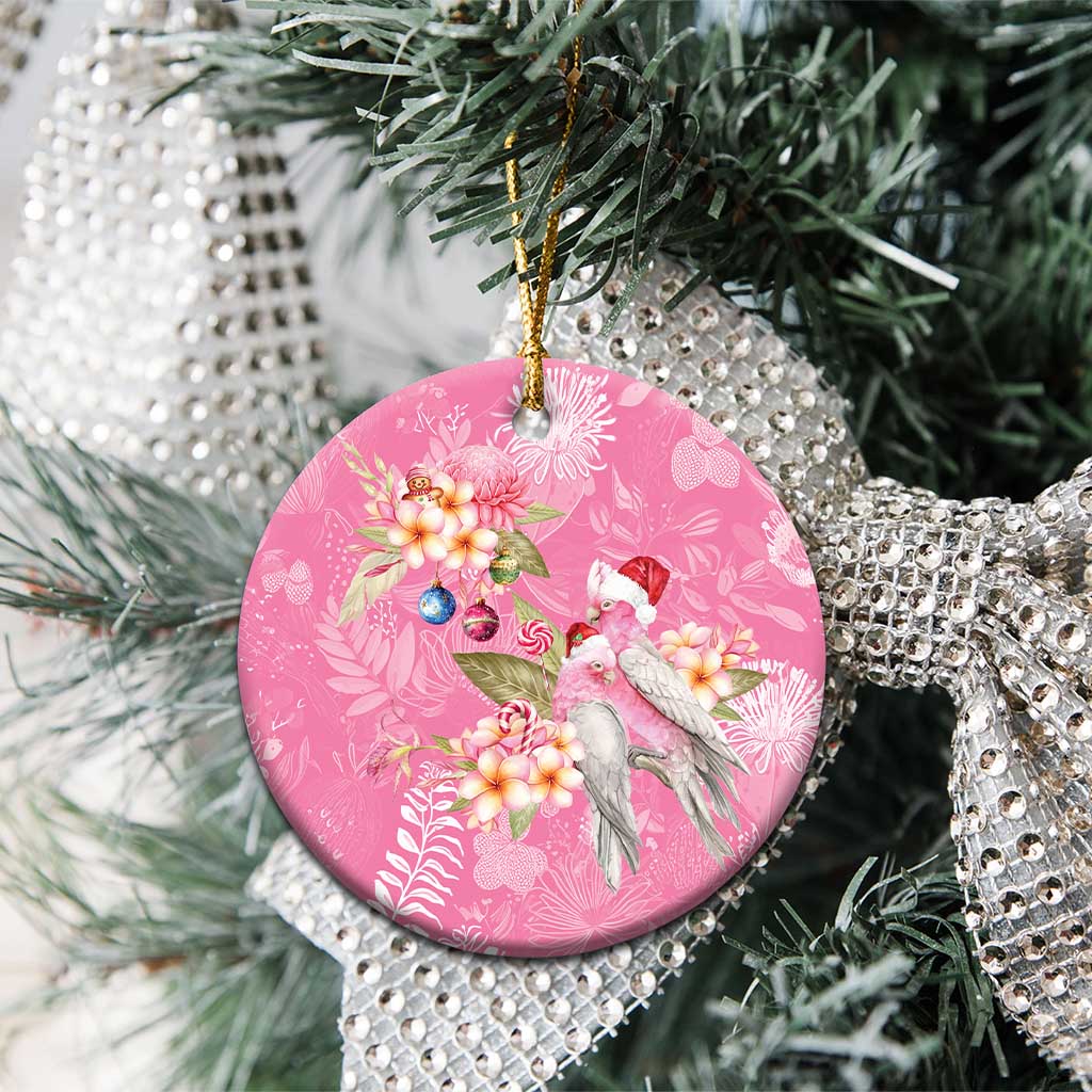 Joyful Pink Cockatoo Ceramic Ornament Australia Christmas Vibes - Aussie Hoodie
