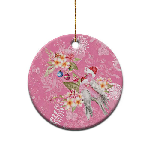 Joyful Pink Cockatoo Ceramic Ornament Australia Christmas Vibes - Aussie Hoodie