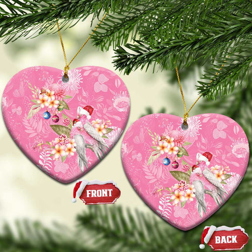 Joyful Pink Cockatoo Ceramic Ornament Australia Christmas Vibes - Aussie Hoodie