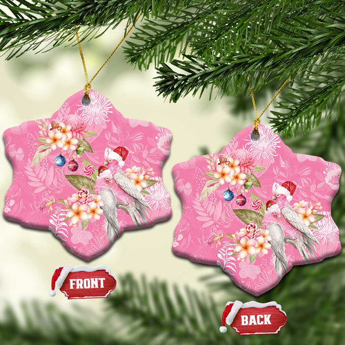 Joyful Pink Cockatoo Ceramic Ornament Australia Christmas Vibes - Aussie Hoodie
