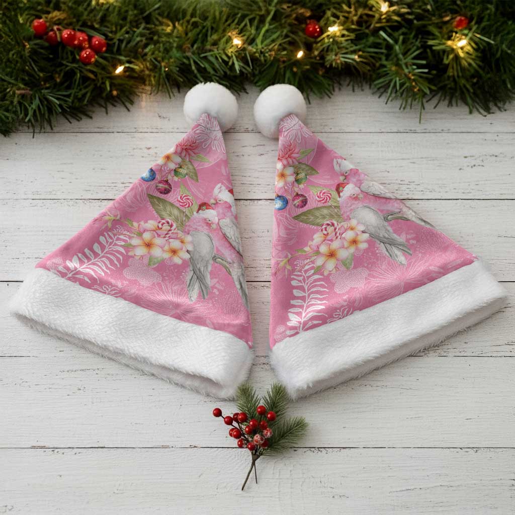 Joyful Pink Cockatoo Christmas Santa Hat Australia Christmas Vibes - Aussie Hoodie