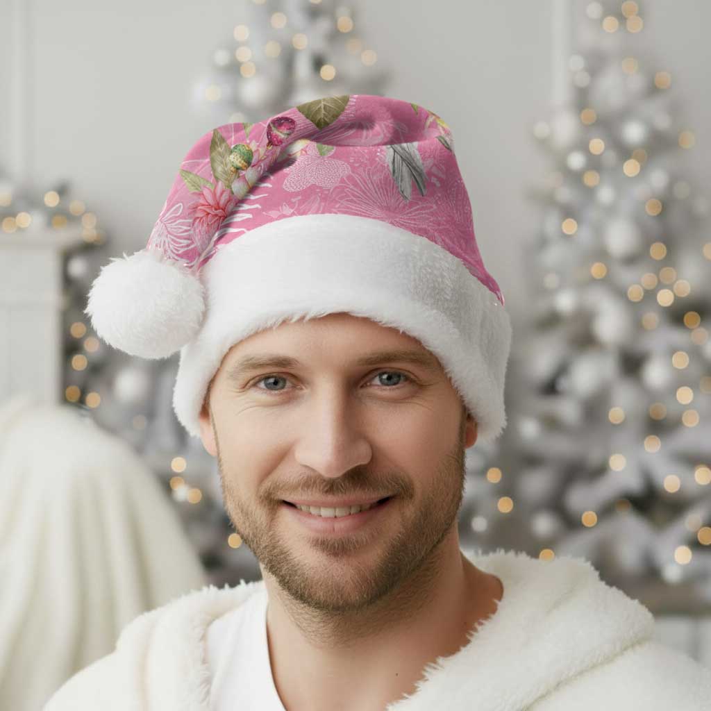 Joyful Pink Cockatoo Christmas Santa Hat Australia Christmas Vibes - Aussie Hoodie