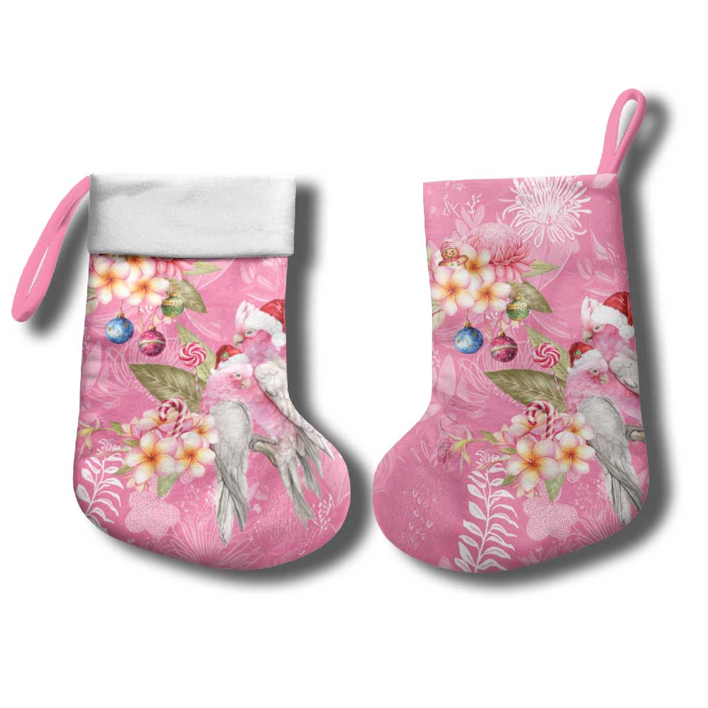 Joyful Pink Cockatoo Christmas Stocking Australia Christmas Vibes - Aussie Hoodie