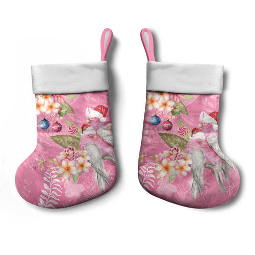 Joyful Pink Cockatoo Christmas Stocking Australia Christmas Vibes - Aussie Hoodie