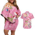 Joyful Pink Cockatoo Couples Matching Off Shoulder Short Dress and Hawaiian Shirt Australia Christmas Vibes - Aussie Hoodie