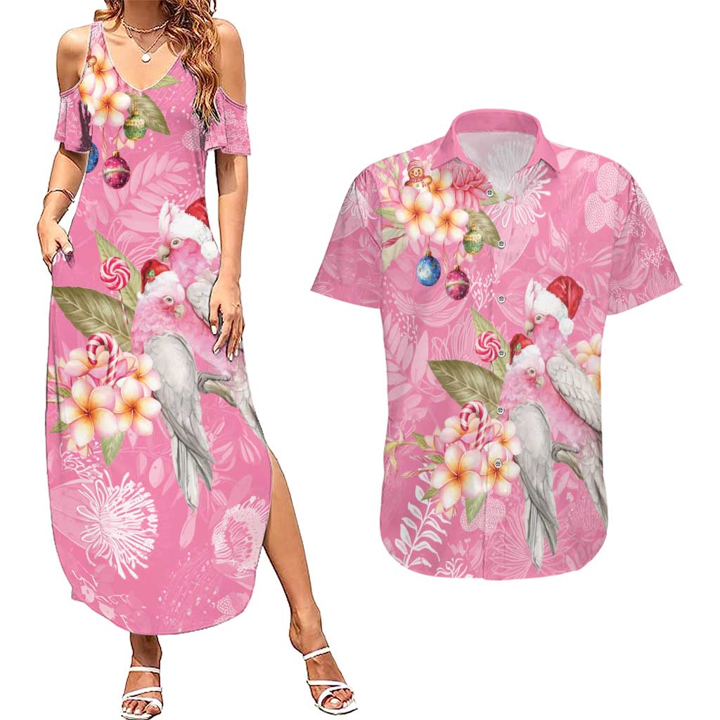 Joyful Pink Cockatoo Couples Matching Summer Maxi Dress and Hawaiian Shirt Australia Christmas Vibes - Aussie Hoodie
