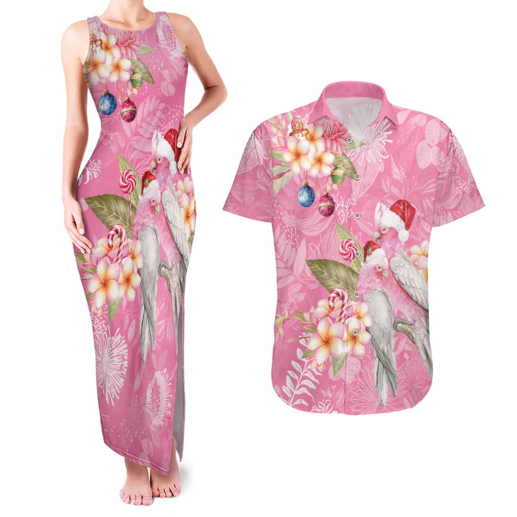 Joyful Pink Cockatoo Couples Matching Tank Maxi Dress and Hawaiian Shirt Australia Christmas Vibes - Aussie Hoodie