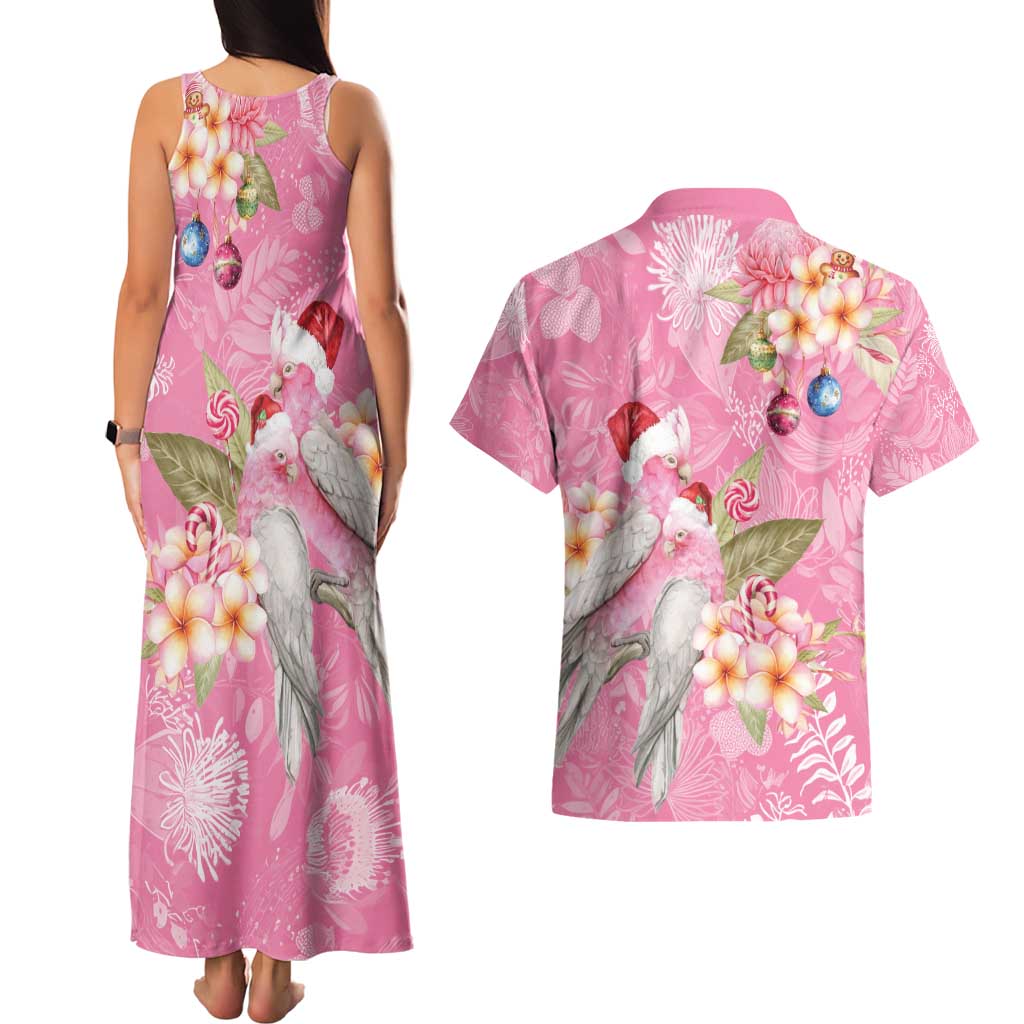 Joyful Pink Cockatoo Couples Matching Tank Maxi Dress and Hawaiian Shirt Australia Christmas Vibes - Aussie Hoodie