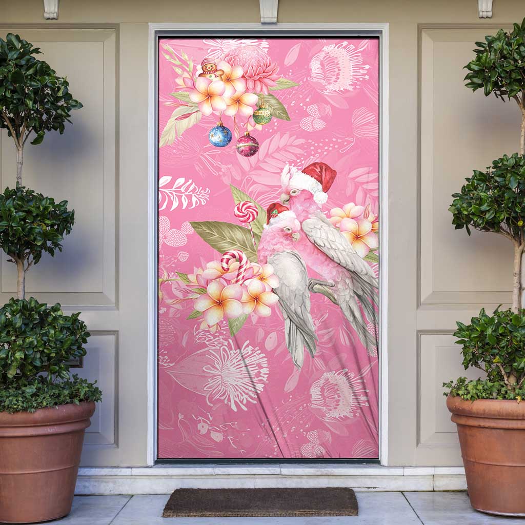 Joyful Pink Cockatoo Door Cover Australia Christmas Vibes - Aussie Hoodie