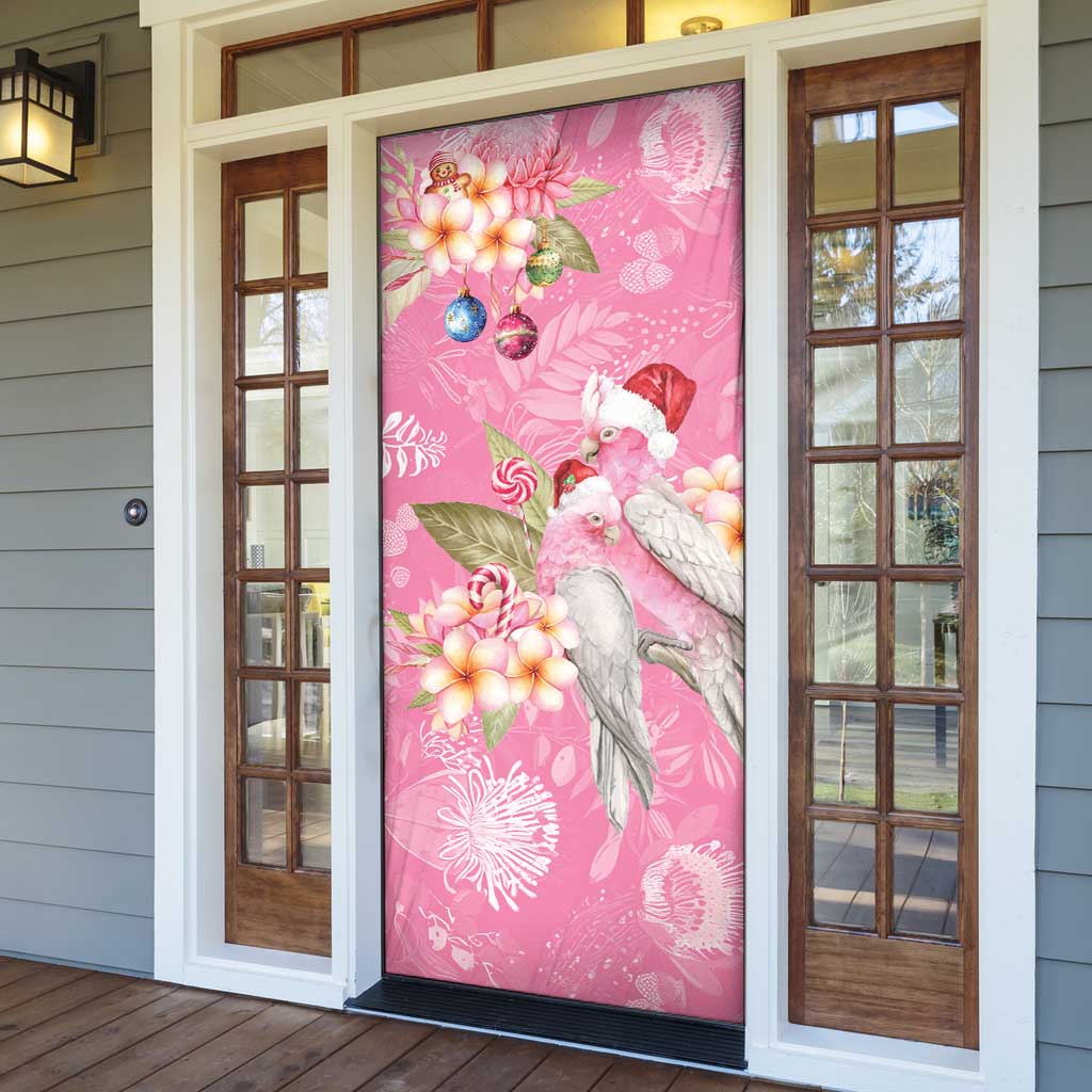 Joyful Pink Cockatoo Door Cover Australia Christmas Vibes - Aussie Hoodie