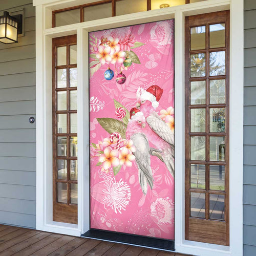 Joyful Pink Cockatoo Door Cover Australia Christmas Vibes - Aussie Hoodie