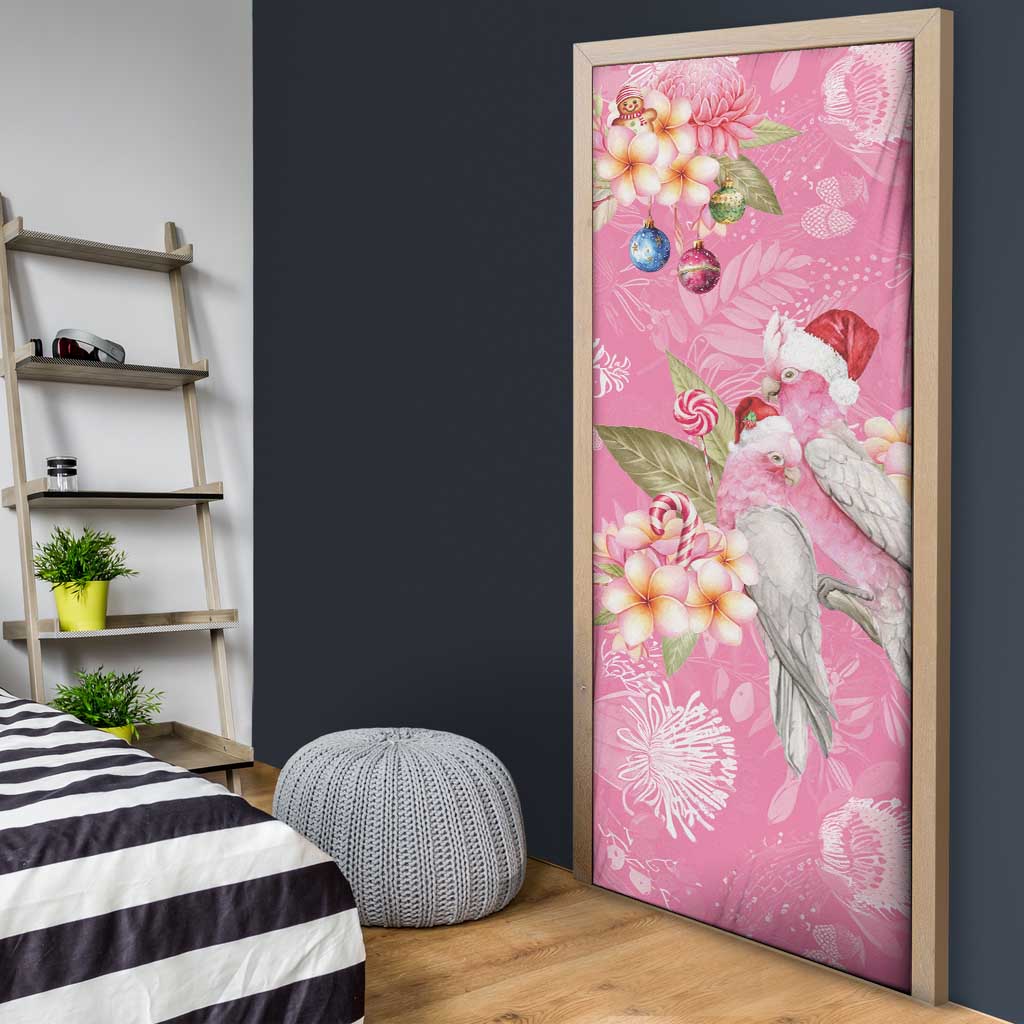 Joyful Pink Cockatoo Door Cover Australia Christmas Vibes - Aussie Hoodie