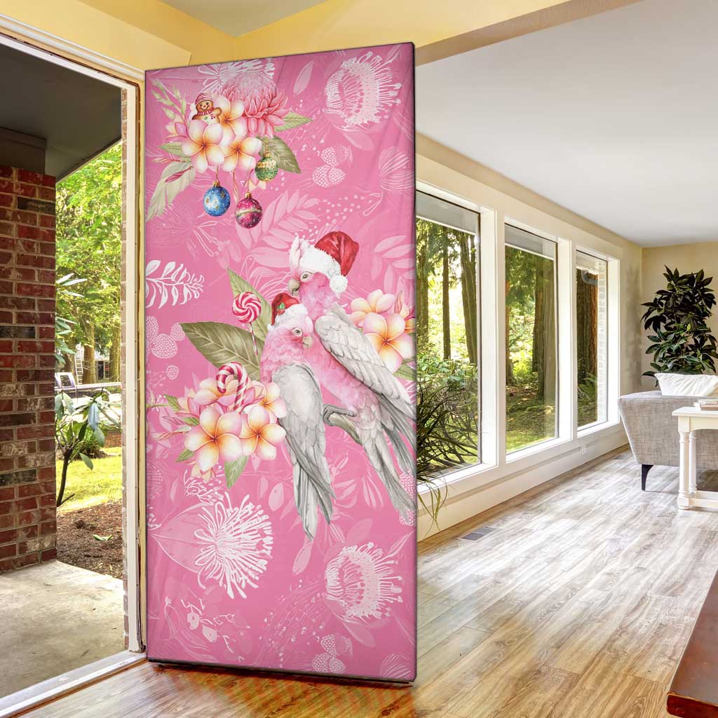 Joyful Pink Cockatoo Door Cover Australia Christmas Vibes - Aussie Hoodie