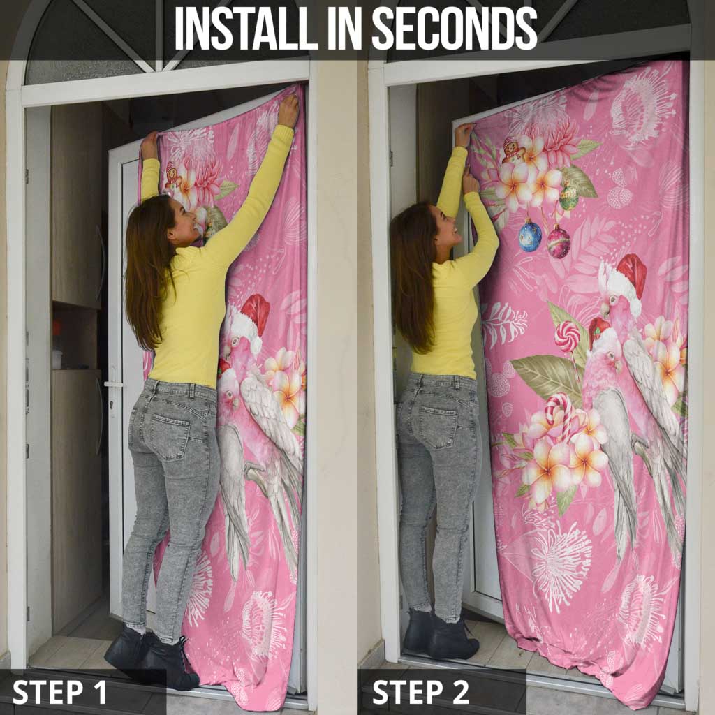 Joyful Pink Cockatoo Door Cover Australia Christmas Vibes - Aussie Hoodie