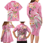 Joyful Pink Cockatoo Family Matching Long Sleeve Bodycon Dress and Hawaiian Shirt Australia Christmas Vibes - Aussie Hoodie