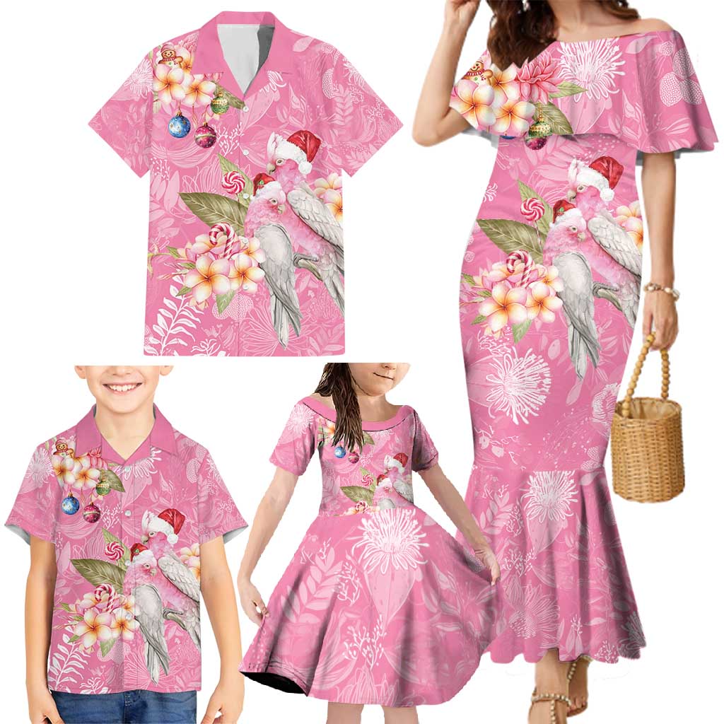 Joyful Pink Cockatoo Family Matching Mermaid Dress and Hawaiian Shirt Australia Christmas Vibes - Aussie Hoodie