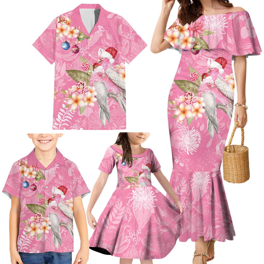 Joyful Pink Cockatoo Family Matching Mermaid Dress and Hawaiian Shirt Australia Christmas Vibes - Aussie Hoodie