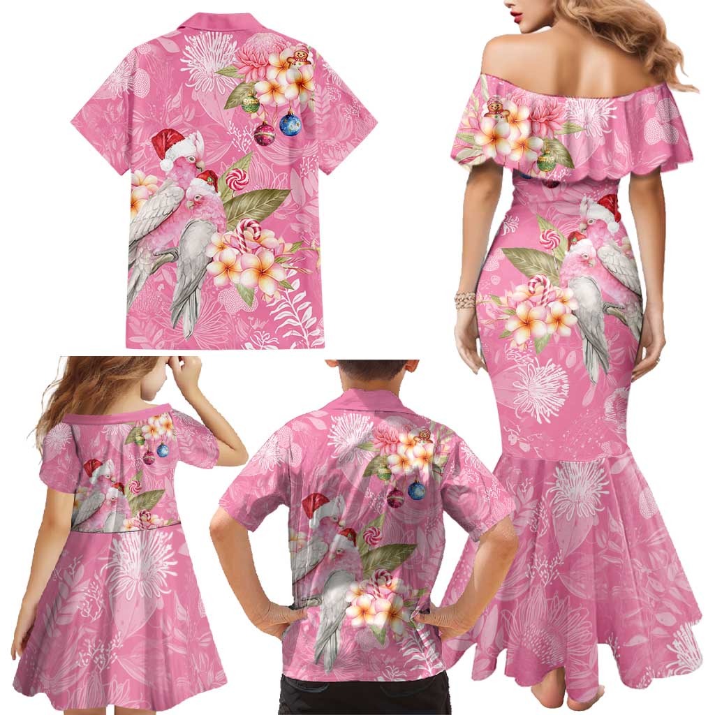 Joyful Pink Cockatoo Family Matching Mermaid Dress and Hawaiian Shirt Australia Christmas Vibes - Aussie Hoodie