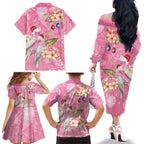 Joyful Pink Cockatoo Family Matching Off The Shoulder Long Sleeve Dress and Hawaiian Shirt Australia Christmas Vibes - Aussie Hoodie