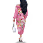 Joyful Pink Cockatoo Family Matching Off The Shoulder Long Sleeve Dress and Hawaiian Shirt Australia Christmas Vibes - Aussie Hoodie