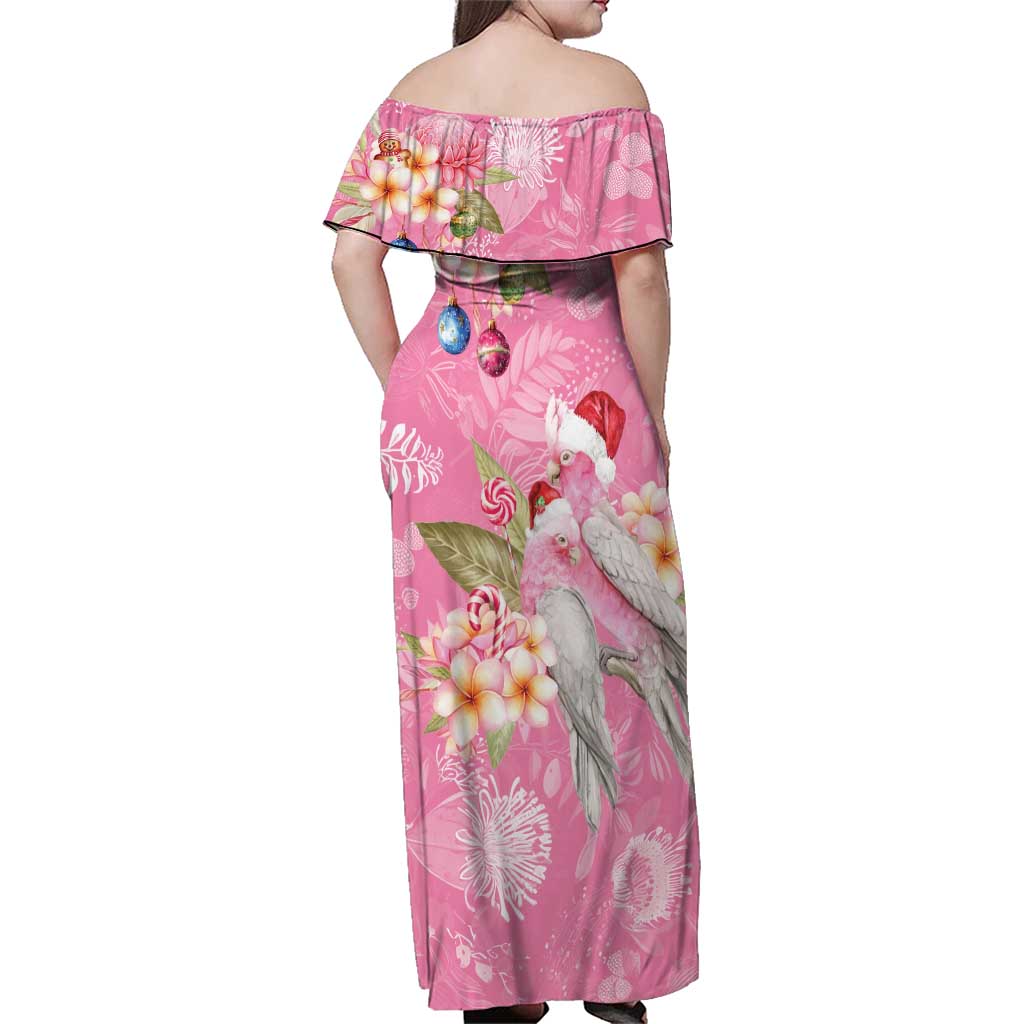 Joyful Pink Cockatoo Family Matching Off Shoulder Maxi Dress and Hawaiian Shirt Australia Christmas Vibes - Aussie Hoodie