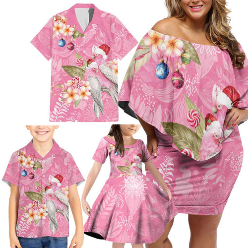 Joyful Pink Cockatoo Family Matching Off Shoulder Short Dress and Hawaiian Shirt Australia Christmas Vibes - Aussie Hoodie