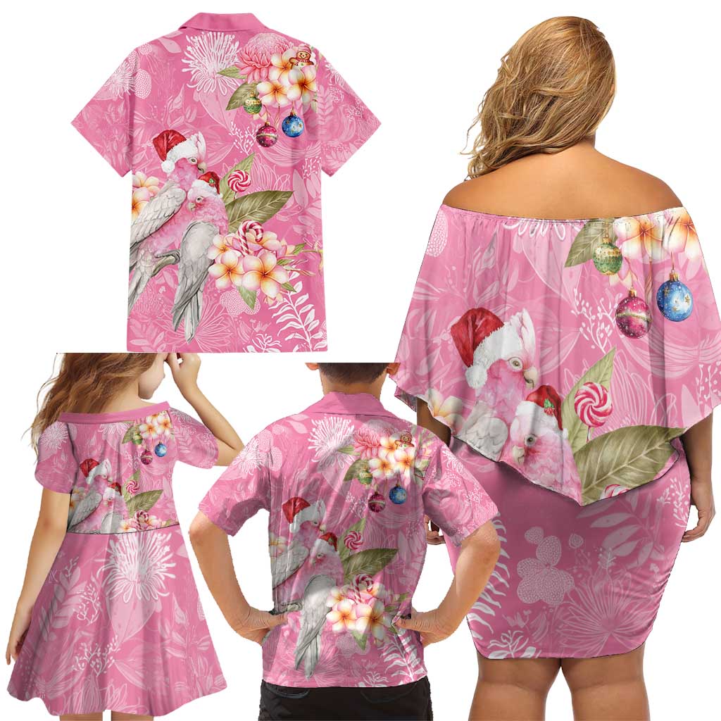 Joyful Pink Cockatoo Family Matching Off Shoulder Short Dress and Hawaiian Shirt Australia Christmas Vibes - Aussie Hoodie