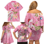 Joyful Pink Cockatoo Family Matching Off Shoulder Short Dress and Hawaiian Shirt Australia Christmas Vibes - Aussie Hoodie