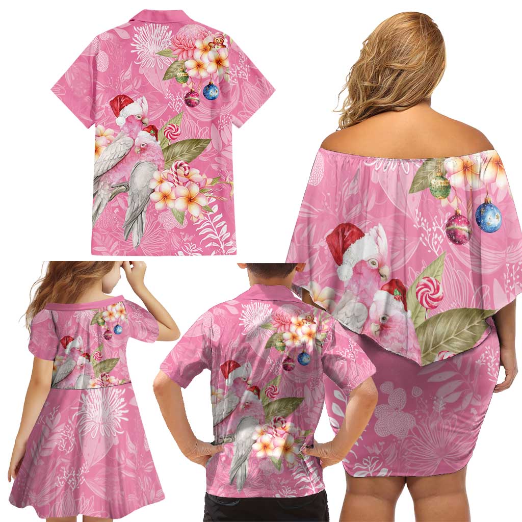 Joyful Pink Cockatoo Family Matching Off Shoulder Short Dress and Hawaiian Shirt Australia Christmas Vibes - Aussie Hoodie