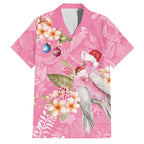 Joyful Pink Cockatoo Family Matching Off Shoulder Short Dress and Hawaiian Shirt Australia Christmas Vibes - Aussie Hoodie