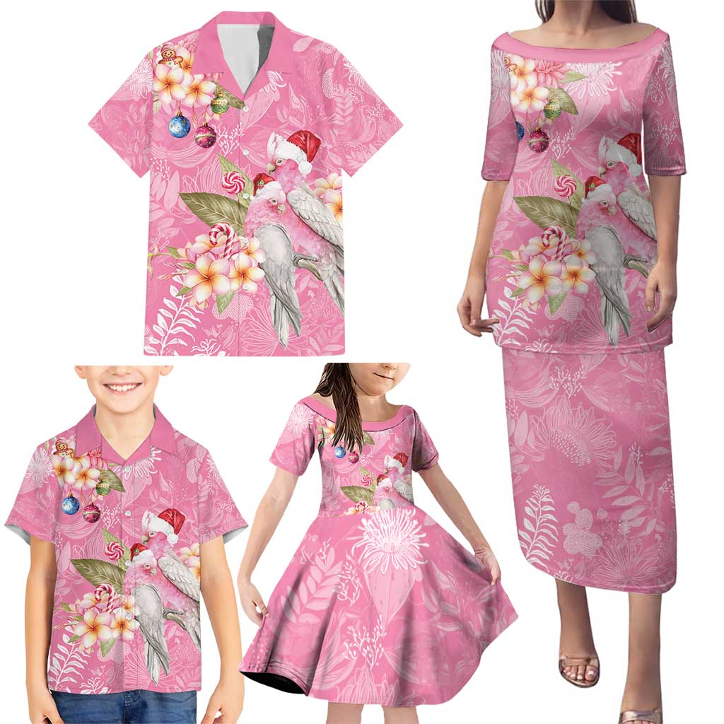 Joyful Pink Cockatoo Family Matching Puletasi and Hawaiian Shirt Australia Christmas Vibes - Aussie Hoodie