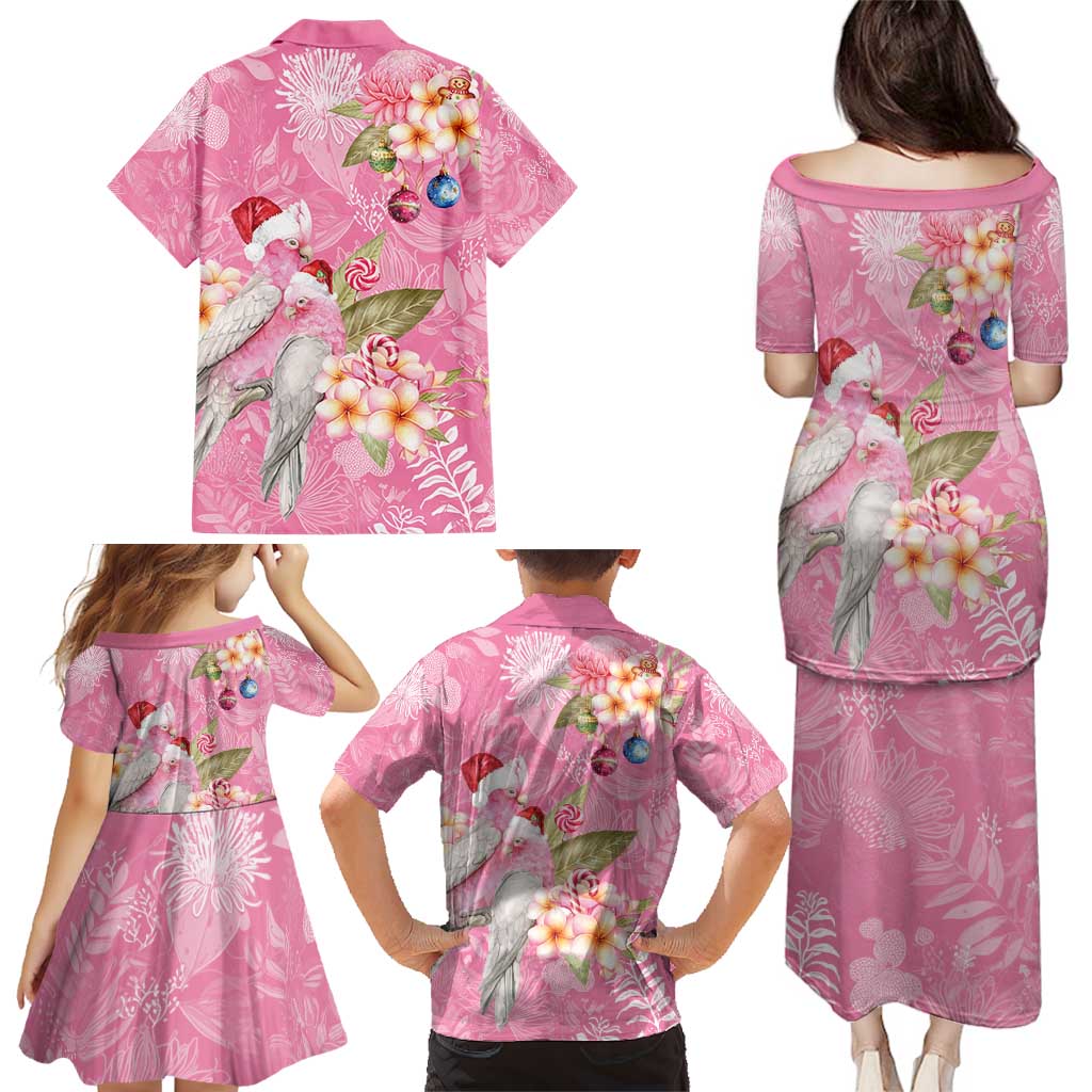 Joyful Pink Cockatoo Family Matching Puletasi and Hawaiian Shirt Australia Christmas Vibes - Aussie Hoodie