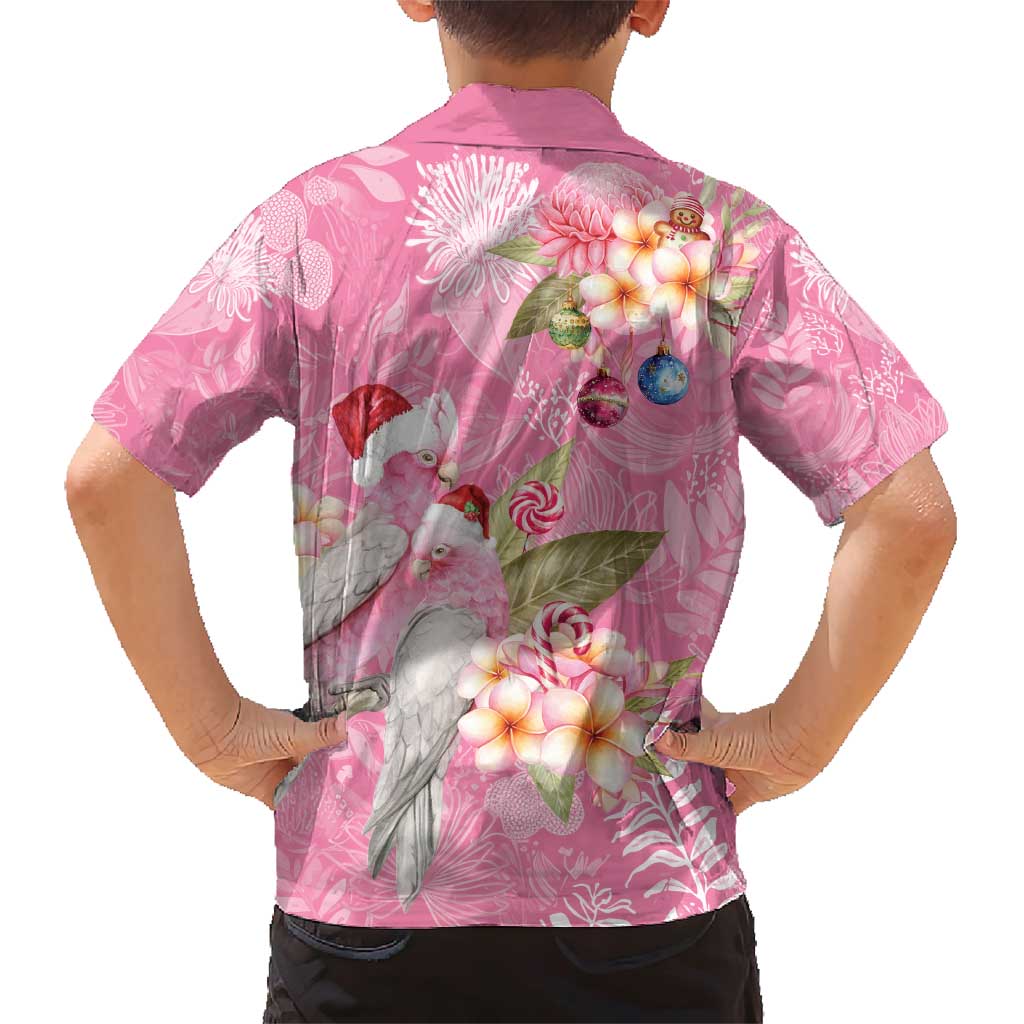 Joyful Pink Cockatoo Family Matching Short Sleeve Bodycon Dress and Hawaiian Shirt Australia Christmas Vibes - Aussie Hoodie