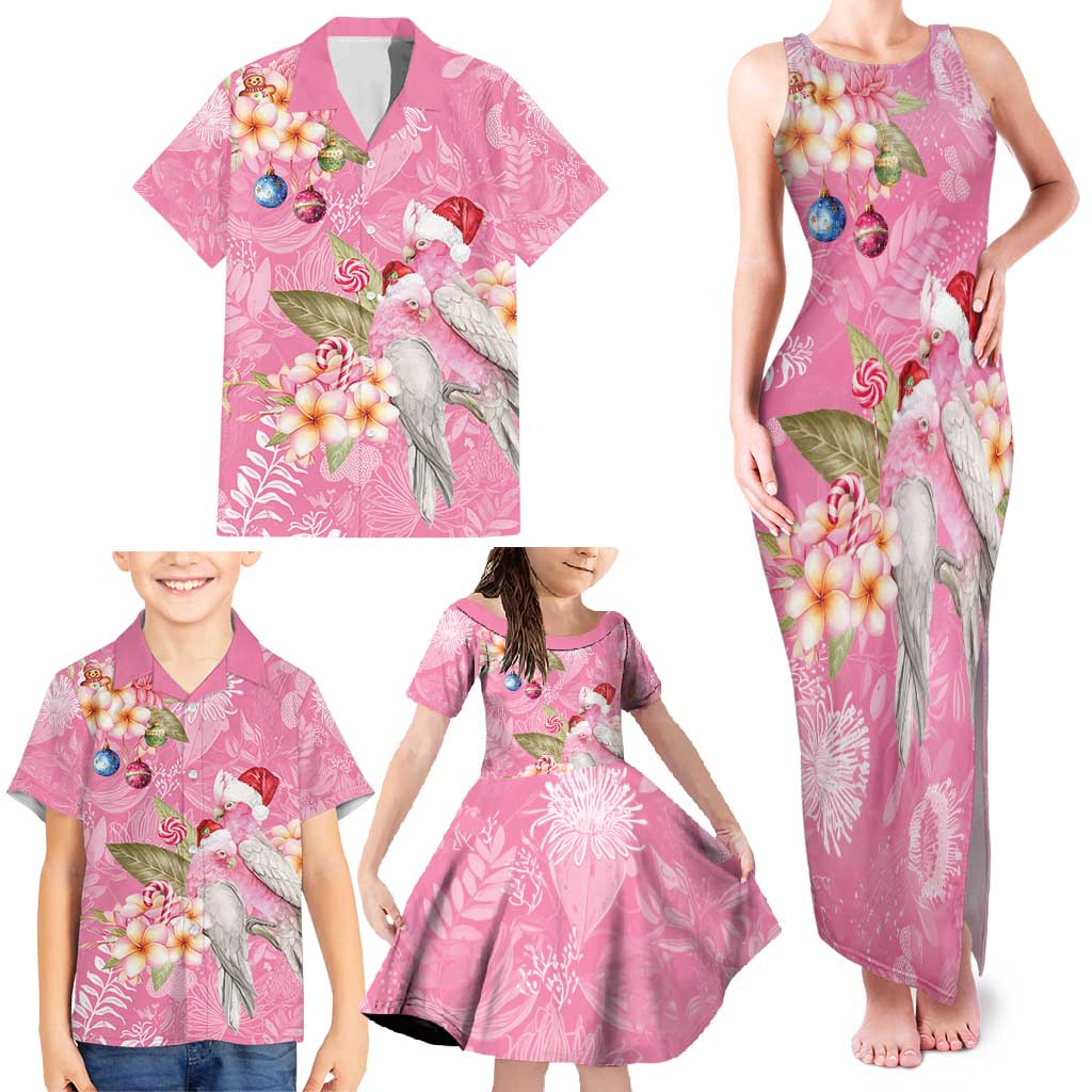 Joyful Pink Cockatoo Family Matching Tank Maxi Dress and Hawaiian Shirt Australia Christmas Vibes - Aussie Hoodie