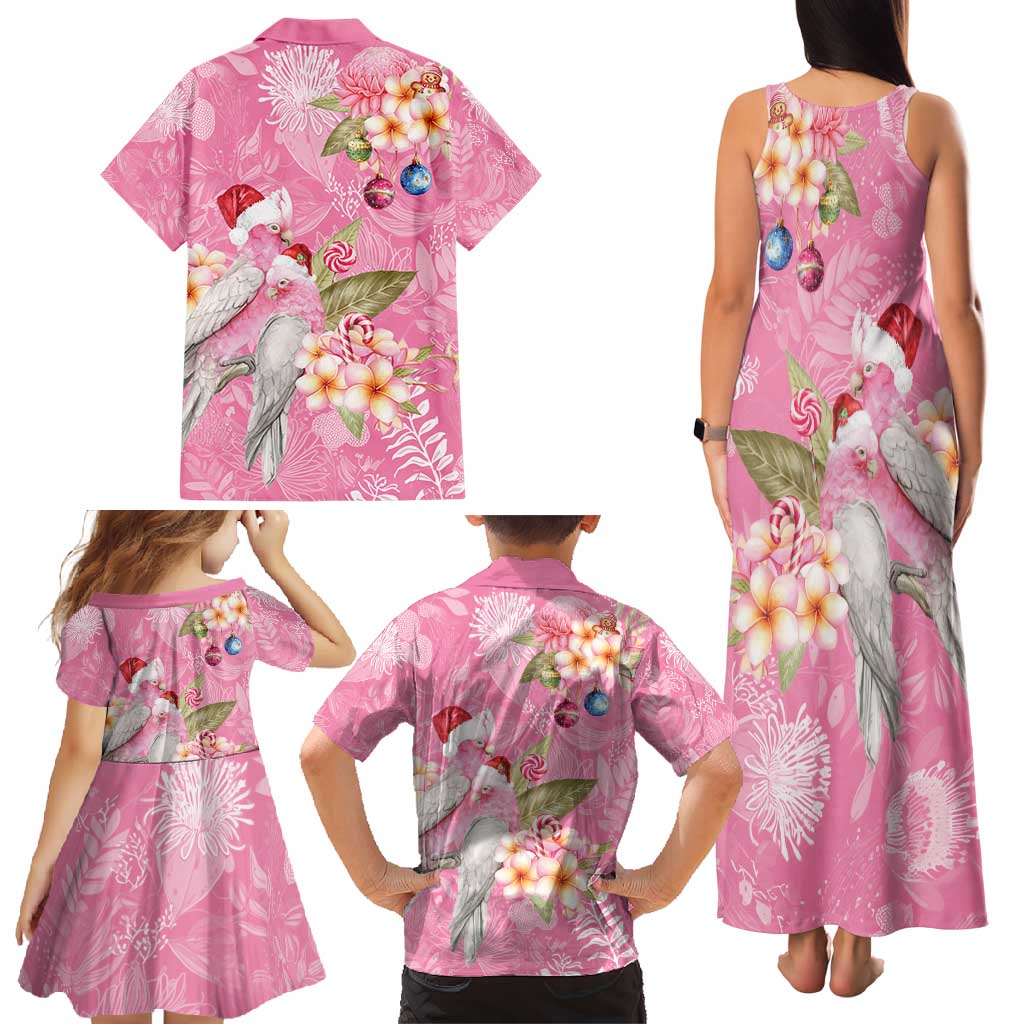 Joyful Pink Cockatoo Family Matching Tank Maxi Dress and Hawaiian Shirt Australia Christmas Vibes - Aussie Hoodie