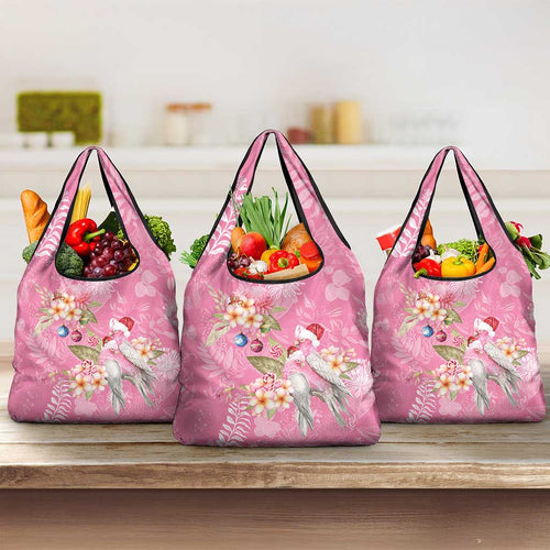 Joyful Pink Cockatoo Grocery Bag Australia Christmas Vibes - Aussie Hoodie