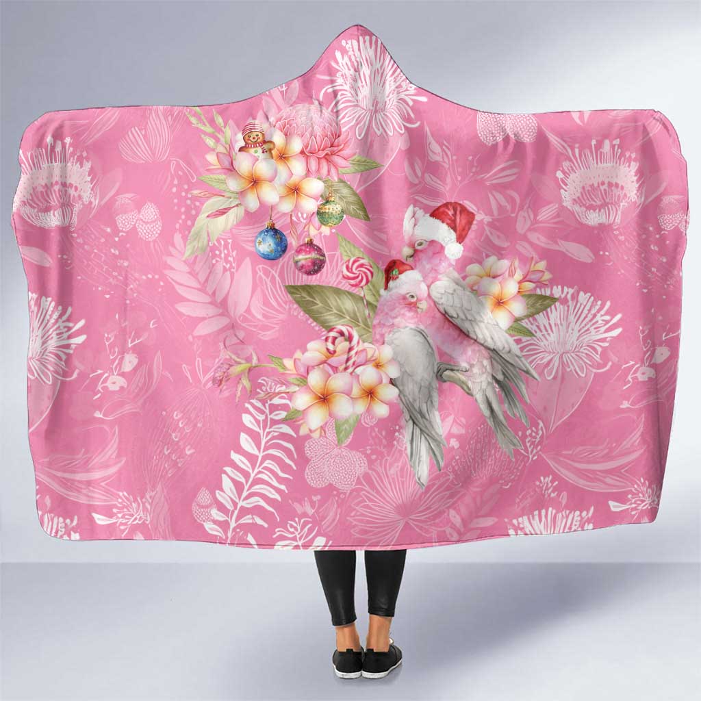 Joyful Pink Cockatoo Hooded Blanket Australia Christmas Vibes - Aussie Hoodie