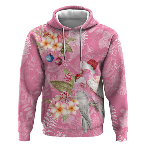 Joyful Pink Cockatoo Hoodie Australia Christmas Vibes - Aussie Hoodie