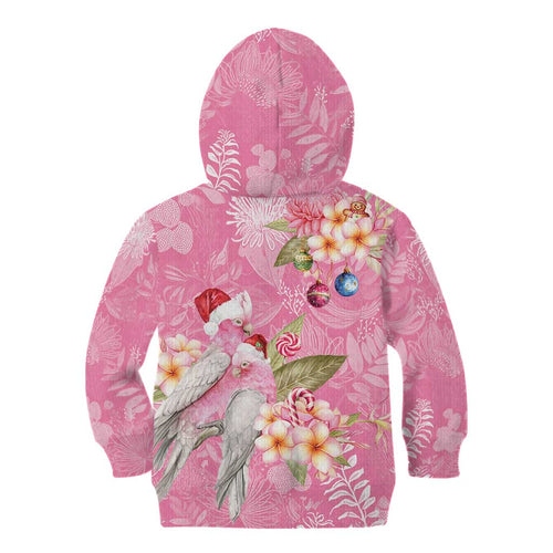 Joyful Pink Cockatoo Kid Hoodie Australia Christmas Vibes - Aussie Hoodie