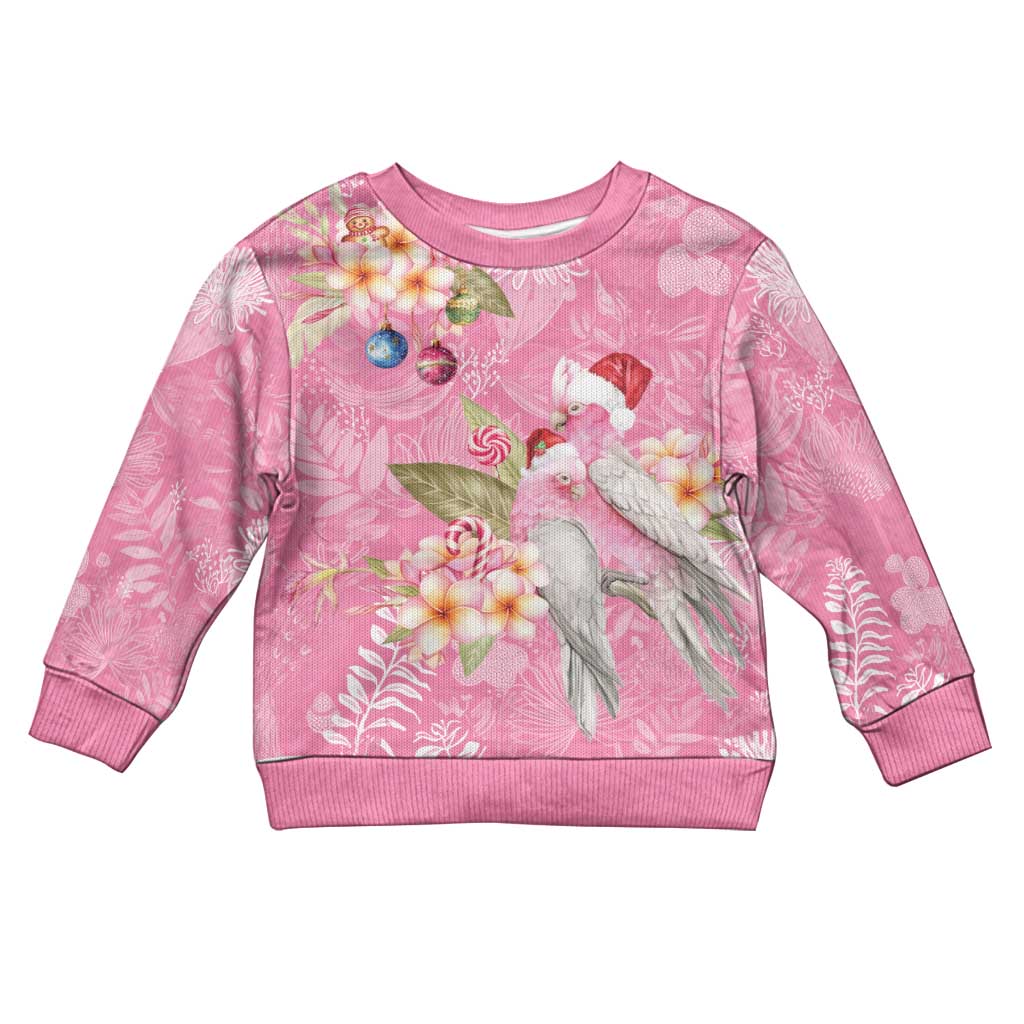 Joyful Pink Cockatoo Kid Ugly Christmas Sweater Australia Christmas Vibes - Aussie Hoodie