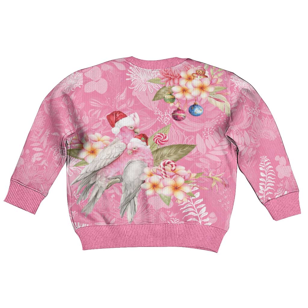 Joyful Pink Cockatoo Kid Ugly Christmas Sweater Australia Christmas Vibes - Aussie Hoodie