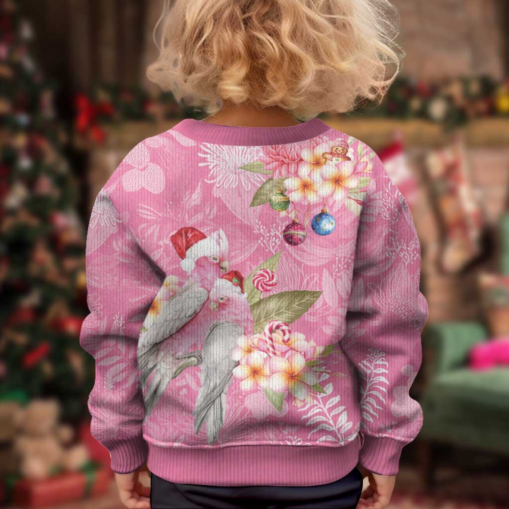 Joyful Pink Cockatoo Kid Ugly Christmas Sweater Australia Christmas Vibes - Aussie Hoodie