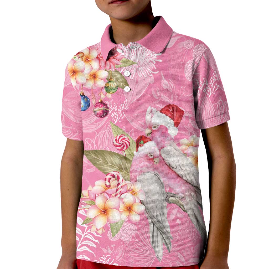 Joyful Pink Cockatoo Kid Polo Shirt Australia Christmas Vibes - Aussie Hoodie