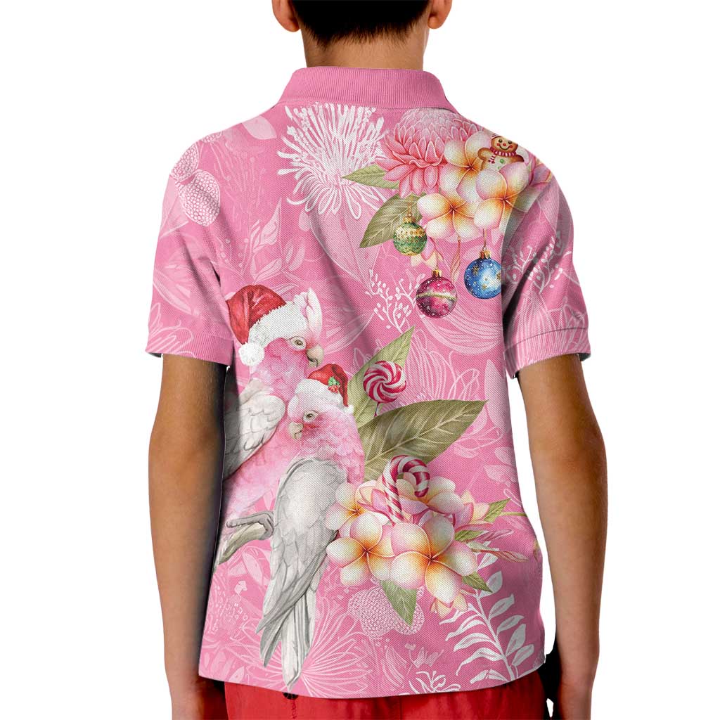 Joyful Pink Cockatoo Kid Polo Shirt Australia Christmas Vibes - Aussie Hoodie