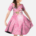 Joyful Pink Cockatoo Kid Short Sleeve Dress Australia Christmas Vibes - Aussie Hoodie