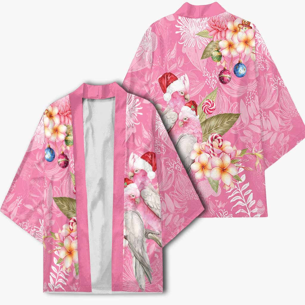 Joyful Pink Cockatoo Kimono Australia Christmas Vibes - Aussie Hoodie