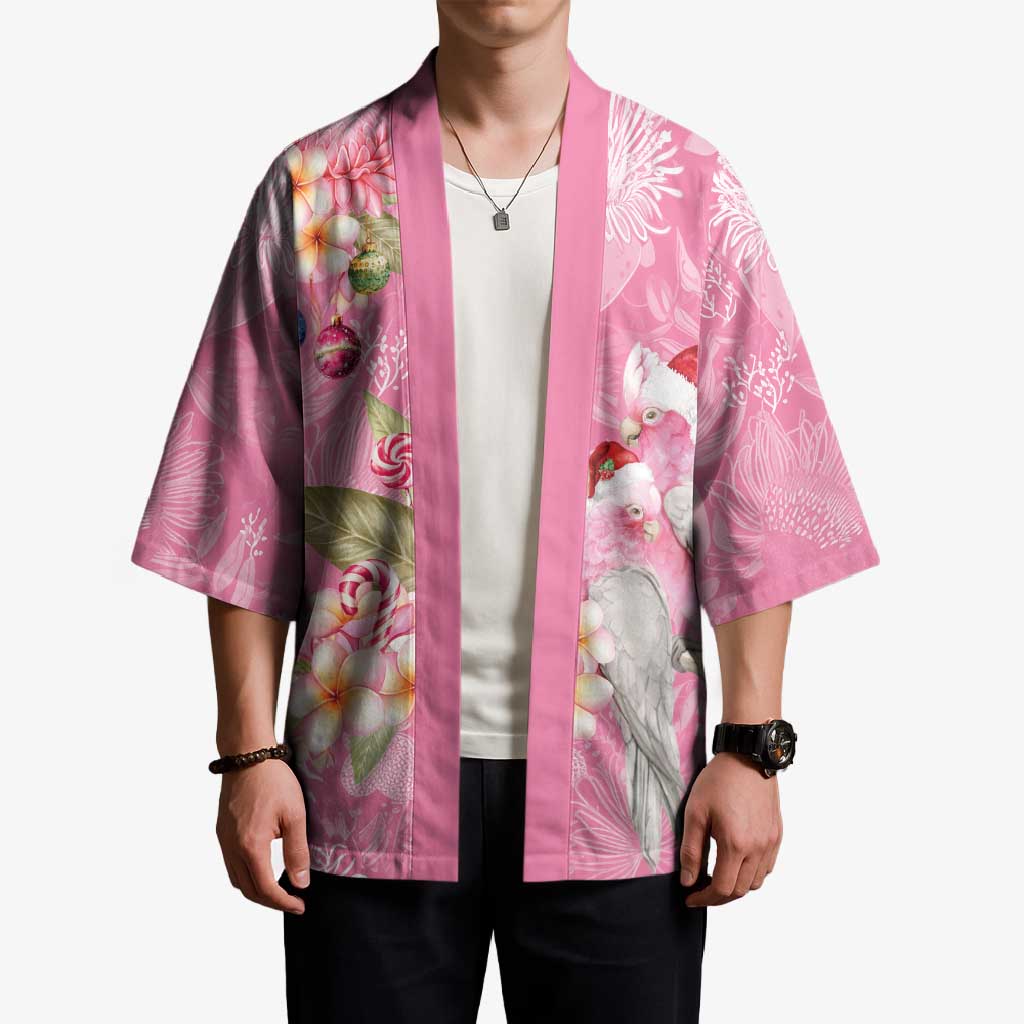 Joyful Pink Cockatoo Kimono Australia Christmas Vibes - Aussie Hoodie