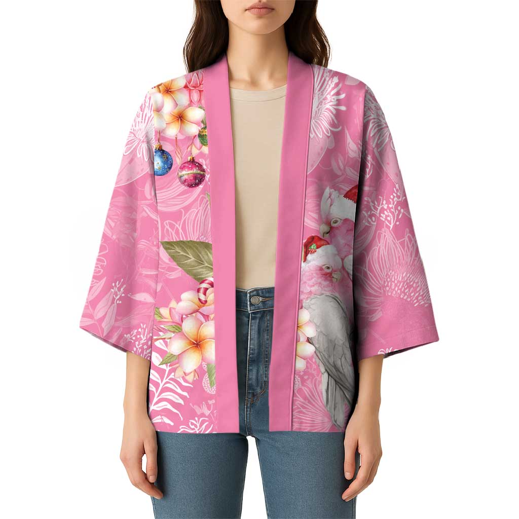 Joyful Pink Cockatoo Kimono Australia Christmas Vibes - Aussie Hoodie