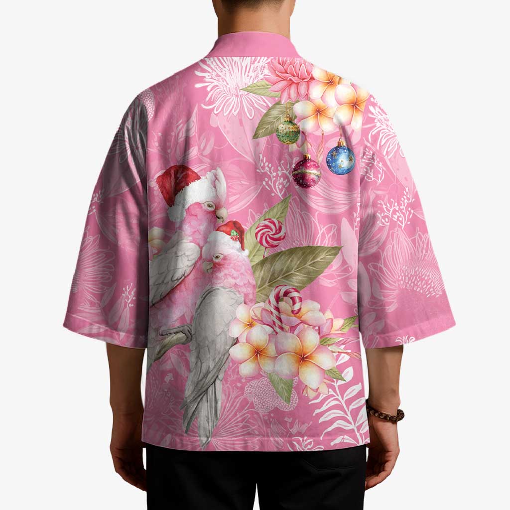 Joyful Pink Cockatoo Kimono Australia Christmas Vibes - Aussie Hoodie