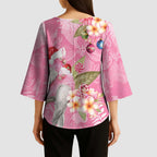 Joyful Pink Cockatoo Kimono Sleeve Blouse Australia Christmas Vibes - Aussie Hoodie